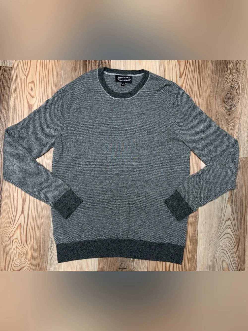 Banana Republic Todd & Duncan 100% Cashmere Sweater Gray Knit Size L